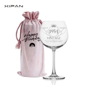 Custom Personalized Logo Luxury Retro Clear Crystal Wine Glasses with Stem for Drinking Red White Cabernet Wine as Gifts