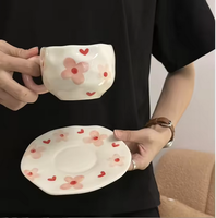 Tasses à café en céramique nuage bleu faites à la main avec soucoupe irrégulière ensemble de tasses à thé après-midi 300ml tasse de Couple cadeau