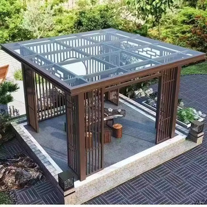 Pavillon de jardin extérieur en alliage d'aluminium, abri solaire paysager, pavillon de loisirs, parasol de cour, pavillon à lames orientables - Product Image 4