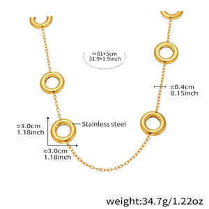 金色链条女式不规则项链时尚长项链圆形电镀毛衣项链 - Product Image 6