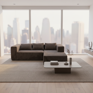 Juego de Sofás Modulares en Forma de L de Diseño Italiano Moderno para Apartamentos y Hoteles, Tela de Pana Ecológica Extraíble - Product Image 6