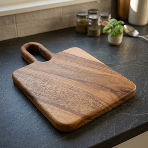 Grande planche à découper en bois naturel durable avec poignée ergonomique, rainure pour jus, conteneurs, couvercles, râpes et ensemble de blocs à découper - Product Image 1