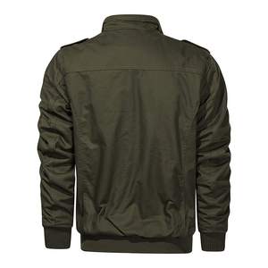 Casual Hommes col montant <span class=keywords><strong>Kaki</strong></span> vert <span class=keywords><strong>militaire</strong></span> fermeture éclair <span class=keywords><strong>polaire</strong></span> doublé épais Canvas Vestes Hommes blouson aviateur - Product Image 2