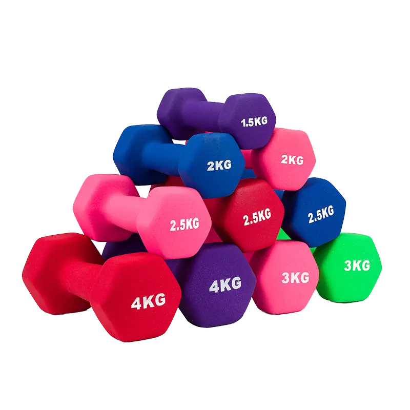 Özel Logo 1-8KG Fitness ekipmanları ev spor ekipmanı demir dambıl renkli vinil Dumbbells kadınlar çocuklar için Set