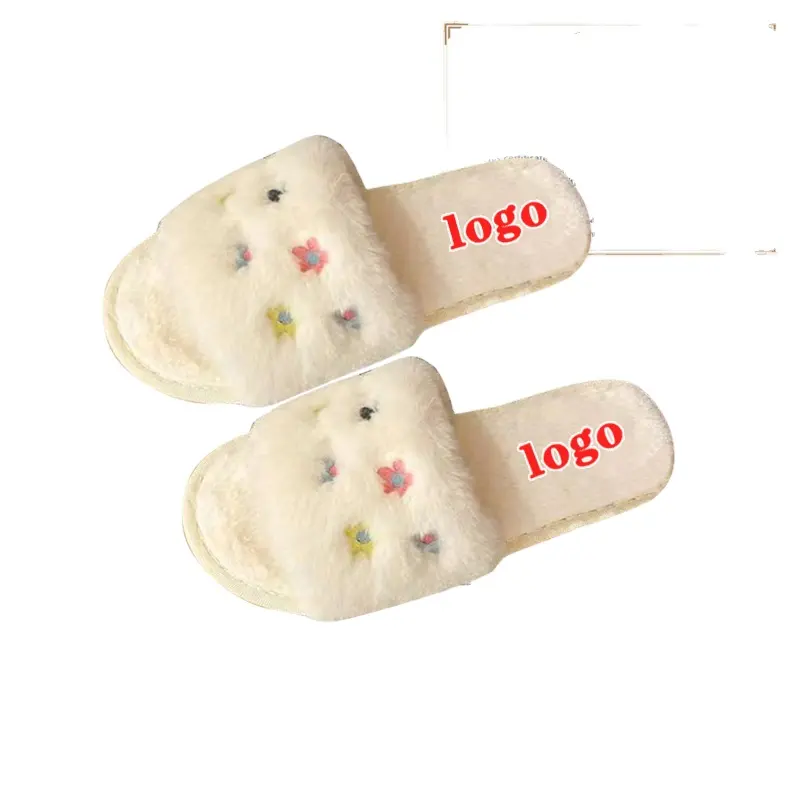 Nicecin Soft Plush Fluffy Warm Indoor Outdoor Terlik Smiley Gesicht Hausschuhe Rutsch feste Sohle Frauen Haus Slipper