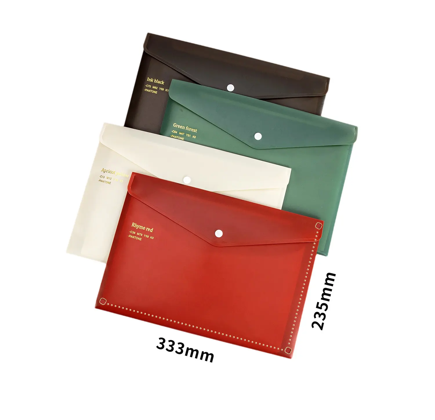 Wholesale Clear PP Plastic Document Bag with Pocket A4 File Folder for Office Supplies with Button