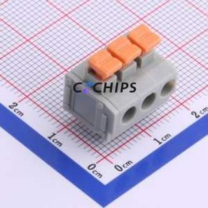 XY119A-5.0-3P Spring Terminal Block Through hole Component (THT),P=5mm Connector 1x3P 5mm Gray 3P - Product Image 1