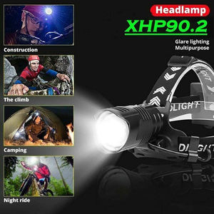 Lanterna de Cabeça LED XHP90.2 Potente com Zoom, Recarregável via USB, para Camping e Caminhadas, Alta Luminosidade de 2000 Lumens, Lanterna de Alumínio - Product Image 5