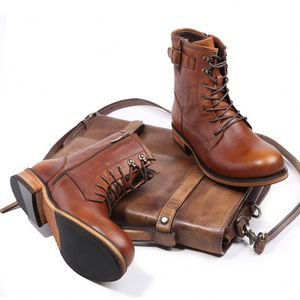 New Style Winter British Retro Ankle Toe Men's <b>Boots</b>-Genuine Leather Height Increasing Waterproof Breathable Trendy Fashionable - Product Image 6