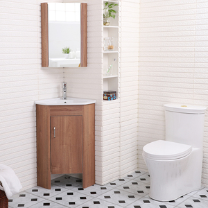 New <strong>Free</strong> <strong>Standing</strong> PVC Modern Hotel <strong>Bathroom</strong> Corner Cabinet with Ceramic Basin and Framed <strong>Mirror</strong> - Product Image 1