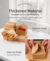 Boîtes pliables en papier kraft biodégradable imperméables personnalisées pour les repas à emporter, les salades, les nouilles, les emballages de restauration rapide