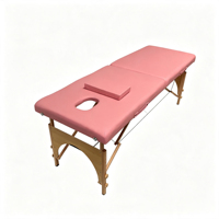 Table de massage pliable durable à 2 sections, pieds en bois, hauteur réglable, lit de beauté pour spa
