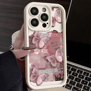 Moda farfalla rosa rosa modello custodia per telefono in TPU protezione 360 antiurto per iPhone 16 15 <span class=keywords><strong>Pro</strong></span> Max <span class=keywords><strong>14</strong></span> 12 11 - Product Image 3