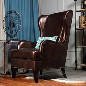 <span class=keywords><strong>Chaise</strong></span> de canapé simple <span class=keywords><strong>confortable</strong></span> en cuir véritable <span class=keywords><strong>vintage</strong></span> américain avec bras Chaises de salon <span class=keywords><strong>Chaise</strong></span> longue en bois - Product Image 2