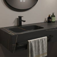 Vente en gros pour projets hôteliers : Ensemble de meubles de salle de bain en pierre naturelle avec miroir LED