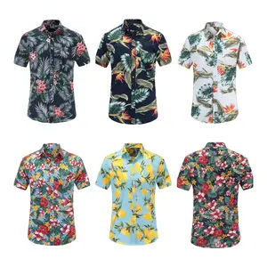 2024 휴가 알로하 사용자 정의 아트 레이온 패션 하와이 비치웨어 셔츠 아일랜드 인쇄 반소매 꽃 셔츠 남성용
