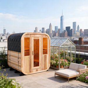 Sauna a Vapore Quadrata in Cedro Rosso - Parete Isolata in <span class=keywords><strong>Legno</strong></span> <span class=keywords><strong>Naturale</strong></span> per Risparmio Energetico - Parete Isolata - Product Image 5