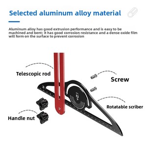 Kit de Medición de <span class=keywords><strong>Escaleras</strong></span> Multifuncional de Aleación de Aluminio Reforzado, Regla Plegable de Alta Precisión, Herramienta de Renovación de Carpintería Personalizada - Product Image 2