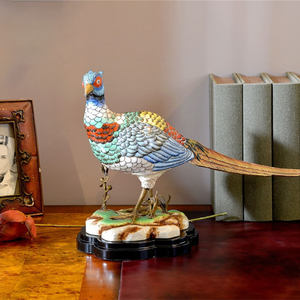 Decorazioni per la casa decorazione Desktop del ristorante dell'hotel piccolo ornamento regalo in ottone + ceramica colorato ornamento di pavone - Product Image 1