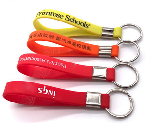 Factory Custom Silicone Wristband with Key Ring Rectangle Fruit Dog Panda Patterns Durable Rubber Band Keychain Bracelet - Product Image 4