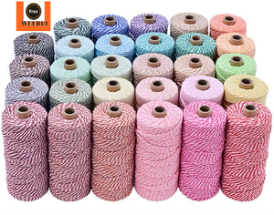 <span class=keywords><strong>Ficelle</strong></span> de coton rouge et blanche multifonctionnelle de 2mm 3mm d'épaisseur pour l'emballage de cadeaux, le bricolage. - Product Image 6