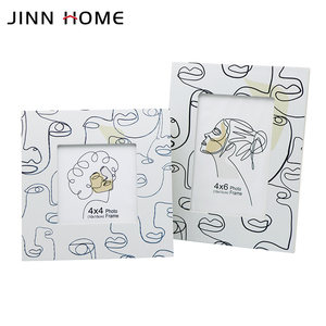 Jinn Home Personalizable 4*6 ''Marco <span class=keywords><strong>DE</strong></span> FOTOS Marco <span class=keywords><strong>de</strong></span> fotos <span class=keywords><strong>de</strong></span> <span class=keywords><strong>madera</strong></span> con pintura blanca y patrón <span class=keywords><strong>de</strong></span> Arte Negro Impresión UV Metal <span class=keywords><strong>de</strong></span> hierro - Product Image 4