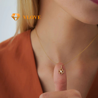 Bijoux de nouvelle conception VLOVE Collier en diamant solitaire à coupe ronde simple Collier en or 14K 18K Trèfle à quatre feuilles