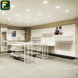 Luxury Fashion Boutique Display Cabinet Apparel Rack Wall Shelf <b>Reception</b> <b>Counter</b> Lighting Mirror Fixture - Product Image 2