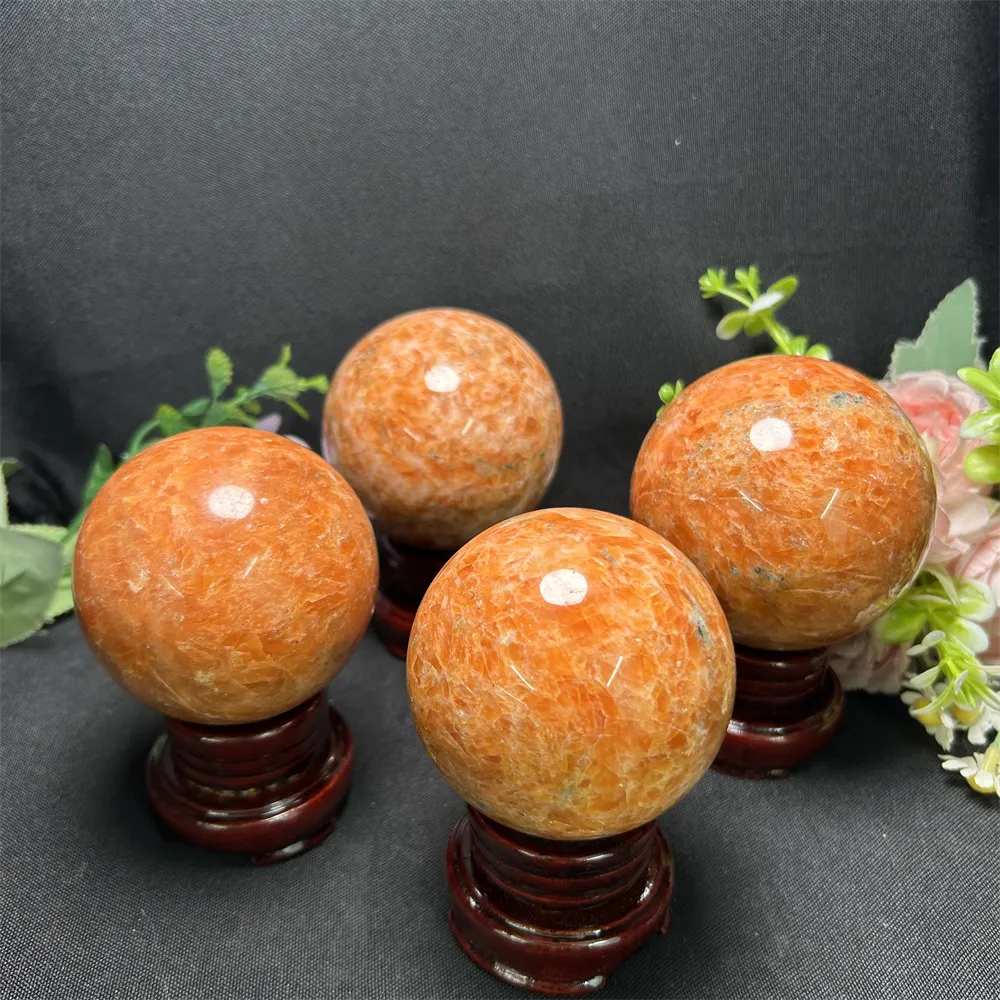 Wholesale Crystal crafts Polishing natural flash stone Ball Product sun stone sphere For gift for feng shui