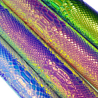 Cuir synthétique PU gaufré effet peau de serpent, réfléchissant au laser, 0,6-0,7 mm, vente directe usine, pour sacs 631