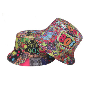 Chapeaux Bob Vintage Années <span class=keywords><strong>80</strong></span> 90, Chapeau Pare-Soleil Style <span class=keywords><strong>Musique</strong></span> Rock, Imprimé Double Face, Chapeau de Pêcheur pour Femmes et Hommes, Fête Disco - Product Image 1