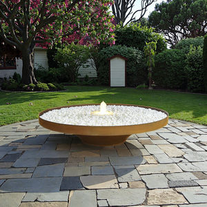 Outdoor Round Plate Verwitterung wasser brunnen Wasserfälle Corten Steel Wasserspiele Brunnen mit Licht für die Garten dekoration - Product Image 1