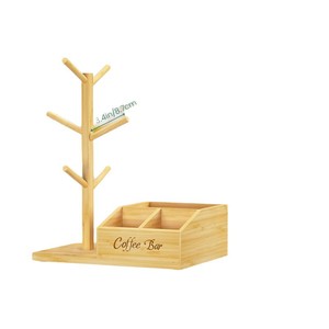 Organizador de café de bambú con cajón de almacenamiento para cápsulas, bolsitas de té, estante de 3 niveles para barra de café de escritorio. - Product Image 5
