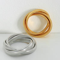 Bracelets en acier inoxydable anti-ternissement, triple bracelet cobra, bracelet empilable, bracelet épais, bracelet extensible