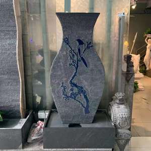 Pared de fuentes de <span class=keywords><strong>agua</strong></span> de piedra de granito negro personalizada con luces y funcionamiento de <span class=keywords><strong>agua</strong></span> para el mercado de EE. UU. - Product Image 6