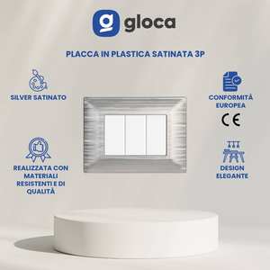 Interruptores de Pared Gloca de 3 Vías, Panel Táctil de Plástico Plateado Satinado, Diseño Moderno, Juego de 3 Piezas - Product Image 2