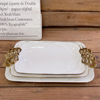 Ensemble d'assiettes de luxe nordiques en céramique Plateaux rectangulaires Ensemble de plateaux de service de collations aux fruits