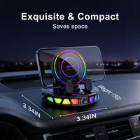 Chargeur de voiture sans fil 15W à charge rapide, utilisation à une main 360° °   Support de tableau de bord à ventouse avec rotation et éclairage RGB, compatible universel