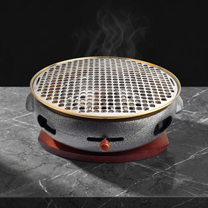 Parrilla de Carbón de Hierro Fundido Estilo Coreano para Acampar al Aire Libre, Estufa Redonda Reforzada para Barbacoa - Product Image 1