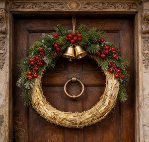 <span class=keywords><strong>Couronne</strong></span> <span class=keywords><strong>de</strong></span> Noël <span class=keywords><strong>de</strong></span> 27 cm <span class=keywords><strong>de</strong></span> diamètre fabriquée <span class=keywords><strong>en</strong></span> usine pour la décoration murale, décoration <span class=keywords><strong>de</strong></span> porte, <span class=keywords><strong>couronne</strong></span> <span class=keywords><strong>en</strong></span> <span class=keywords><strong>paille</strong></span> uniquement - Product Image 5