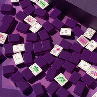 Ensemble de tuiles de mahjong américain en acrylique violet foncé à 3 couches de luxe, tuiles améthyste, bijoux en dentelle précieuse, gravure personnalisée