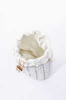 Pochette de soirée élégante pour femme, style vintage, ornée de perles, sac à main décontracté de style boîte avec doublure en polyester et chaîne décorative
