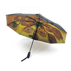Parapluie de voyage compact entièrement automatique coupe-vent en pongé, motif Tournesols de <span class=keywords><strong>Vincent</strong></span> Van Gogh, baleines en fibre de verre, pour hommes et femmes, cadeau d'affaires - Product Image 1