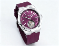 Nouvelle Montre Homme 2026 Rouge Vin de Luxe avec Cadran et Bracelet, Formelle Haut de Gamme, Tourbillon Automatique Mécanique à Réserve de Marche, Qualité Supérieure