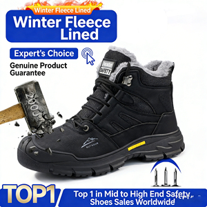 Bottes de sécurité d'hiver noires pour hommes en gros d'usine - Chaussures de travail confortables anti-choc, anti-perforation et résistantes à l'usure avec embout en acier - Product Image 2