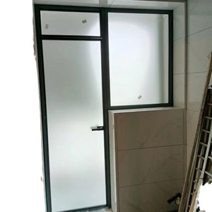 Porte coulissante en alliage d'aluminium, porte de séparation, verre simple, manuelle, design minimaliste, isolation acoustique - Product Image 1