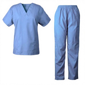 <b>Scrubs</b> Uniforms Sets Doctor Nurse Surgery <b>Clothes</b> Hospital Clinic Staff Wear Satin Needle Detection Unisex - Product Image 2