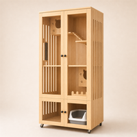 Armoire Habitat pour Chat d'Intérieur, Maison en Bois pour Chat avec Fentes d'Aération Latérales et Zone de Litière Inférieure