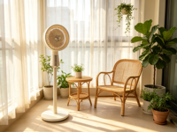 Ventilateur sur pied électrique intelligent moderne avec télécommande, 3 pales en plastique, faible bruit, oscillant, pour hôtel et usage domestique