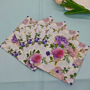 Serviettes en papier carrées imprimées or violet pour fêtes, événements haut de gamme, mariages, mouchoirs jetables transfrontaliers - Product Image 2
